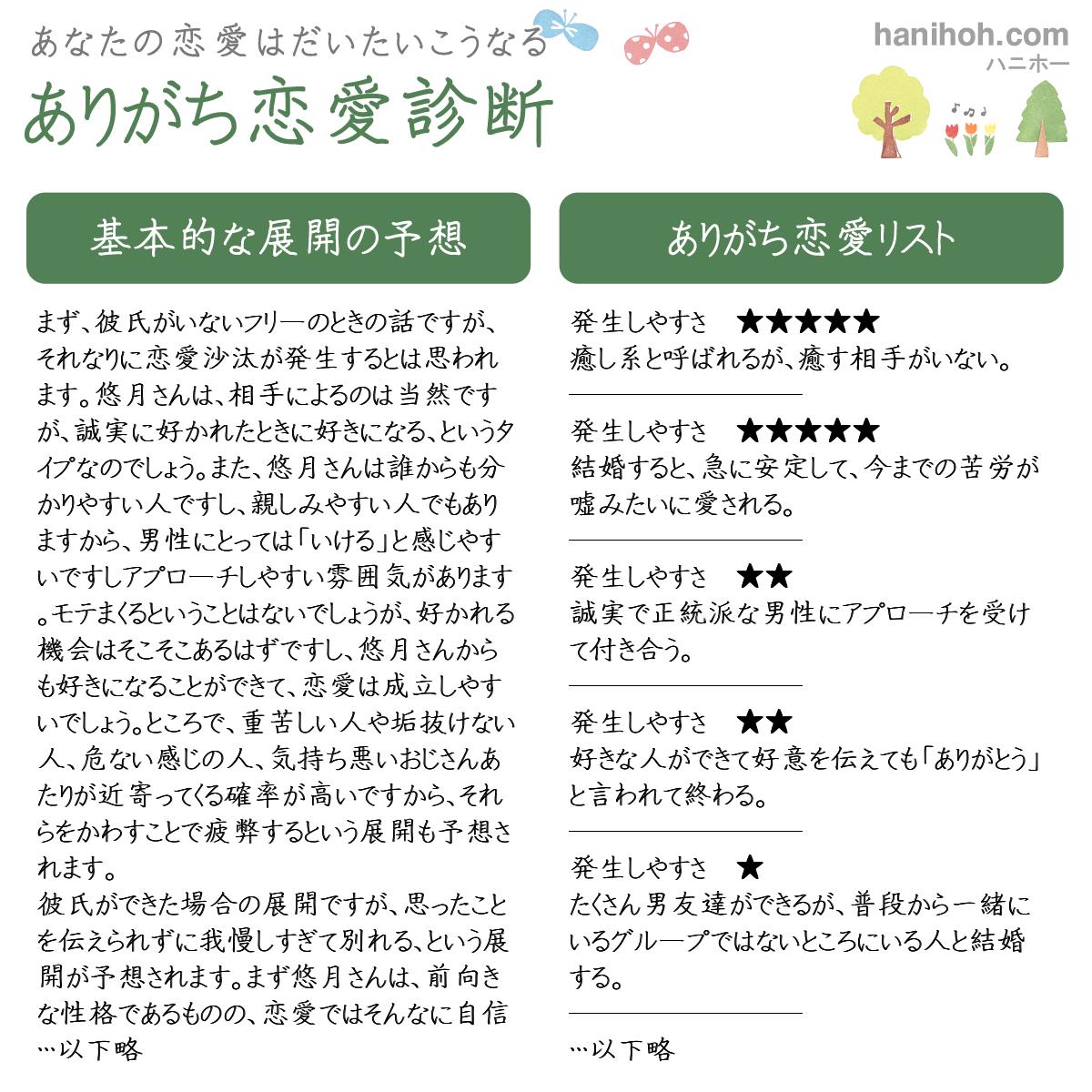 恋愛占い ありがち恋愛診断 あなたの恋愛はこうなる 無料のハニホー 診断結果